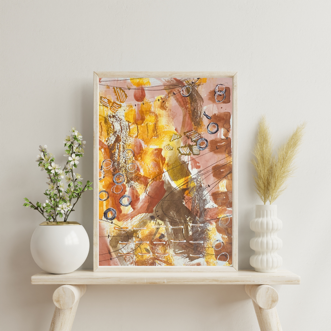 "Mark00004" Abstract Wall Art Print Neutral & Warm Tones, Textured Mixed Media by Georgette Alfau