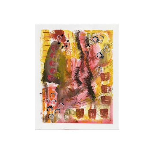 "Mark00006" Abstract Wall Art Print Warm Red & Gold Mixed Media, Earthy Decor by Georgette Alfau
